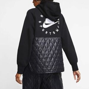 Nike NSW Quilted Fleece Black Athletic Hoodie Size Small
